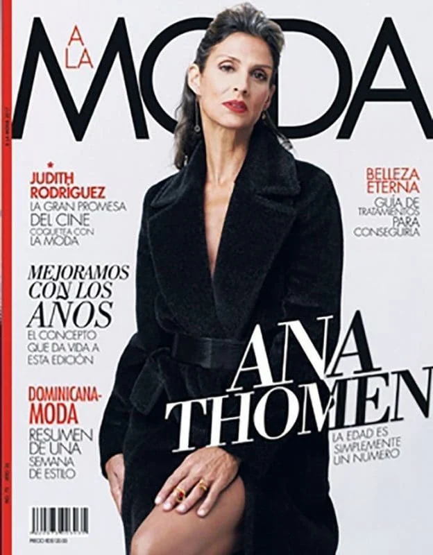 Stylish model Ana Thömen on the cover of La Moda magazine highlighting contemporary fashion trends.