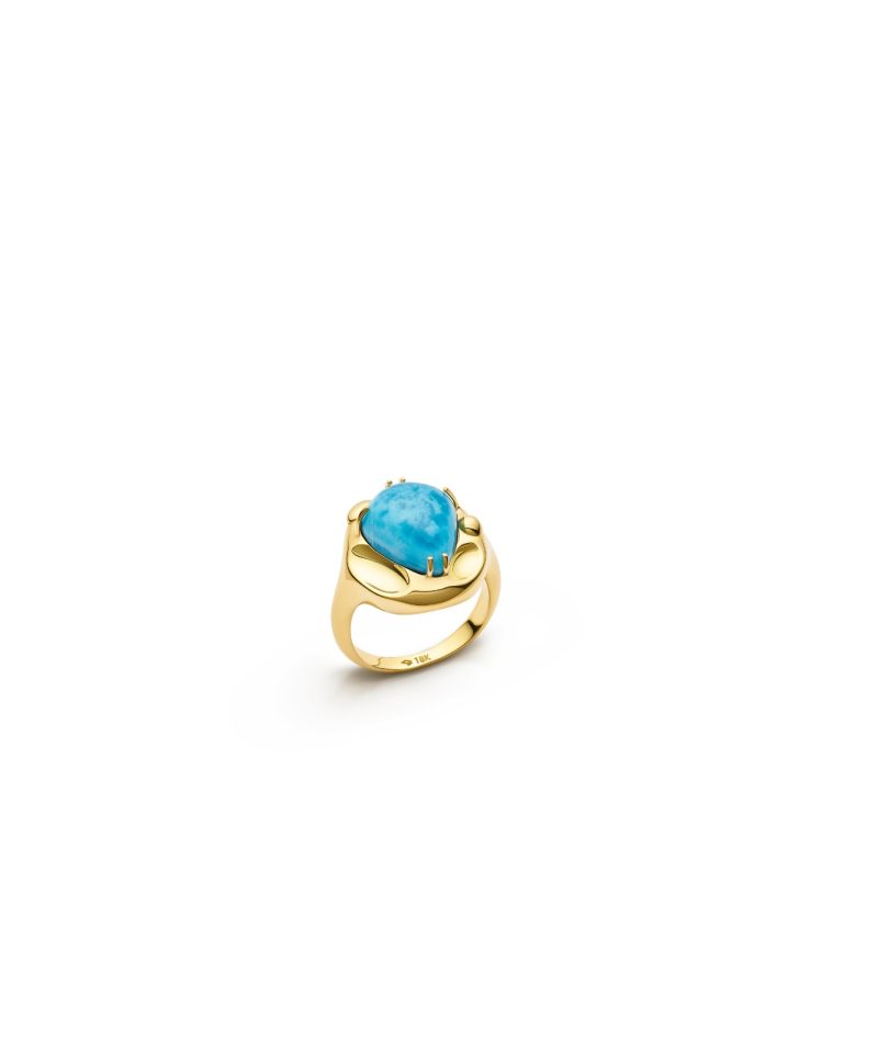 Radiance Signet Larimar Ring in 18k gold