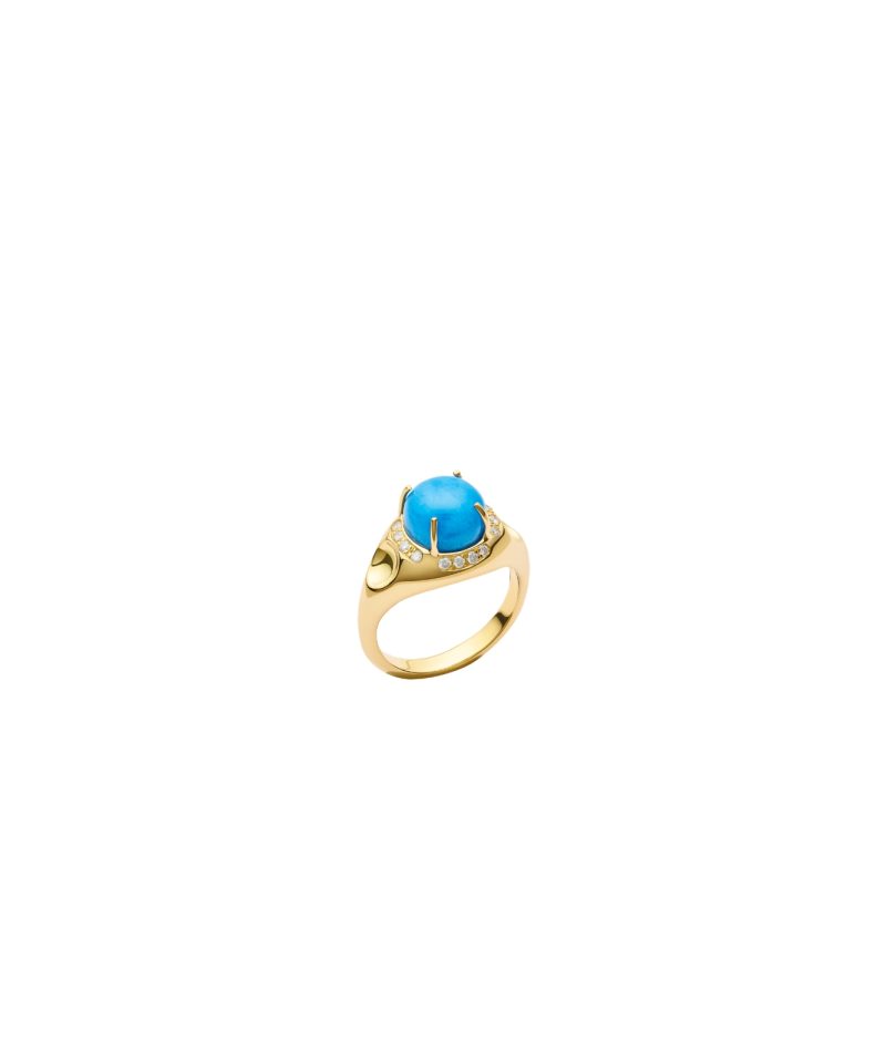 Radiance Cloud Pavé Larimar Ring in 18k gold