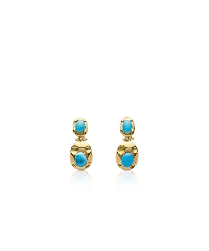 Radiance Double Drop Larimar Earrings in 18k gold