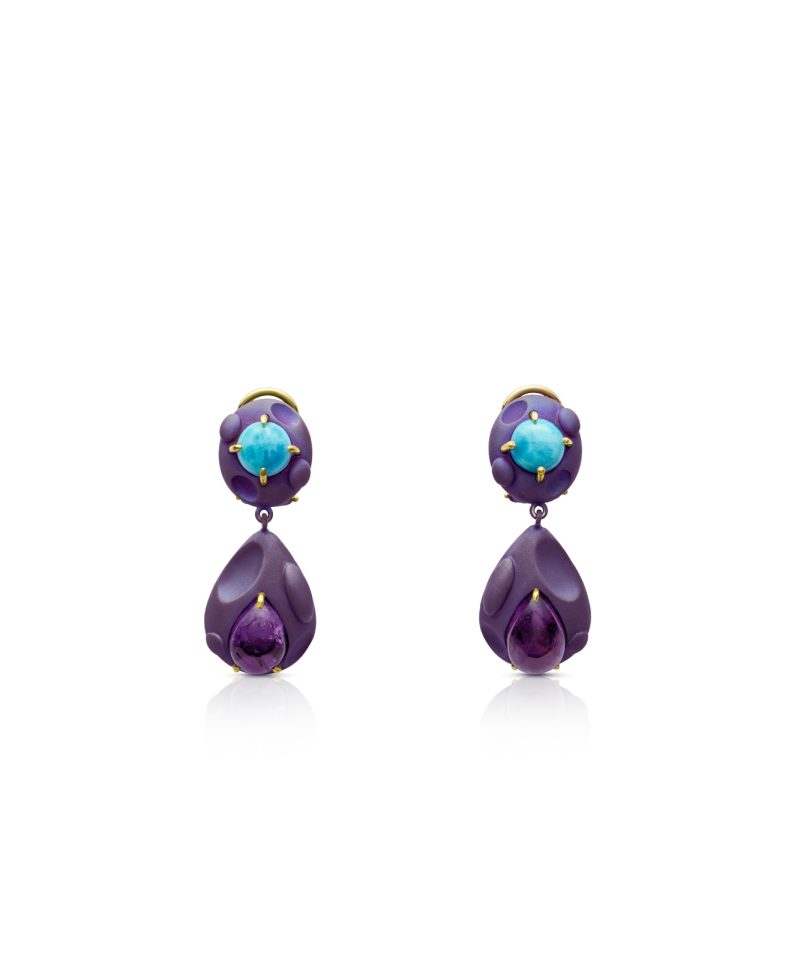 Stellar Cosmic Purple Larimar & Amethyst Drop Earrings