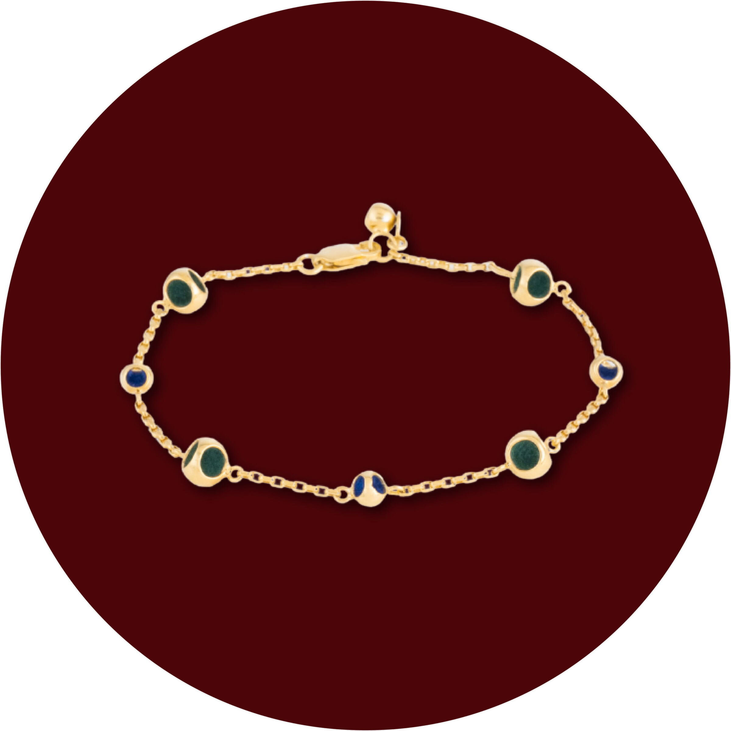 Chic gold bracelet featuring multicolored gemstones, perfect for Valentine's Day jewelry gift.
