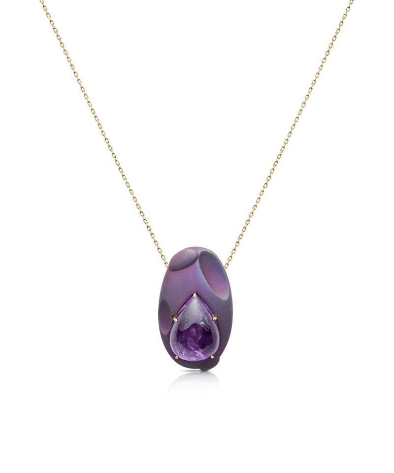 Stellar Elongated Cosmic Purple Amethyst Necklace