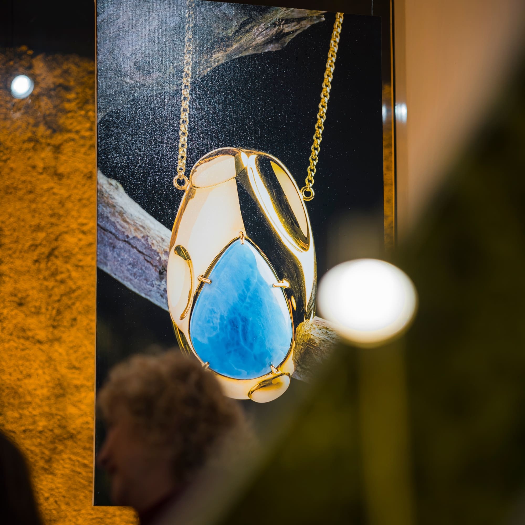 Fauli Larimar and titanium piece on display