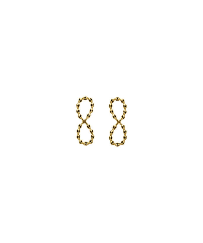 Gold infinity earrings with a delicate chain design, hypoallergenic 925 sterling silver, perfect for elegant style.