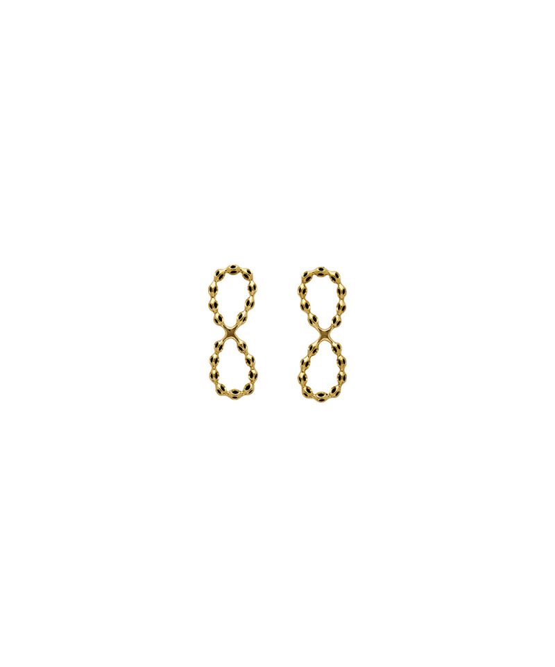 Infinito Small Earrings in 925 sterling silver with 18k gold plating and red microfiber