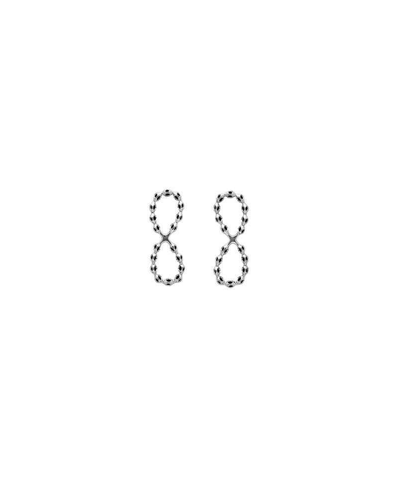 Infinito Small Earrings in 925 sterling silver with platinum plating and burgundy microfiber