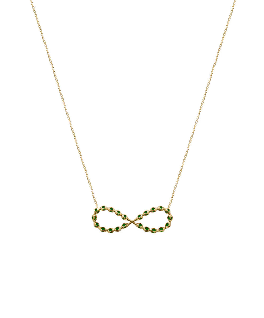Elegant gold infinity necklace with a delicate chain, perfect for everyday style or special occasions.