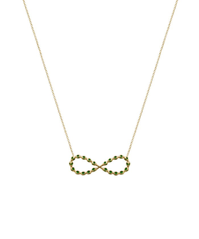 Elegant gold infinity necklace with a delicate chain, perfect for everyday style or special occasions.