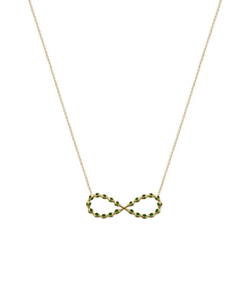 Infinito Teeny Pendant Necklace in 925 sterling silver with 18k gold plating and burgundy microfiber