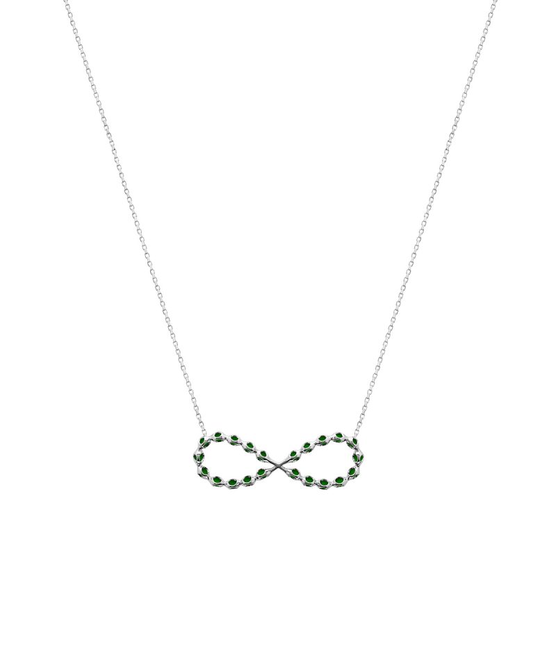 Infinito Teeny Pendant Necklace in 925 sterling silver with platinum plating and burgundy microfiber