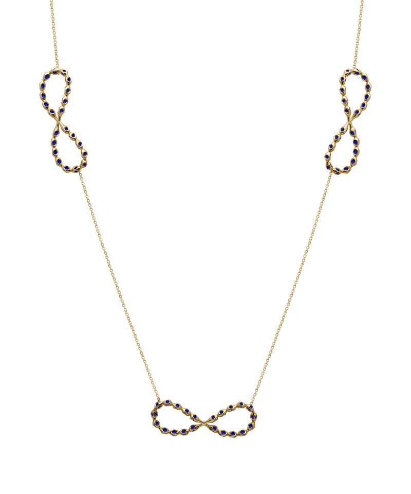 Infinito Necklace in 925 sterling silver with 18k gold plating and red microfiber