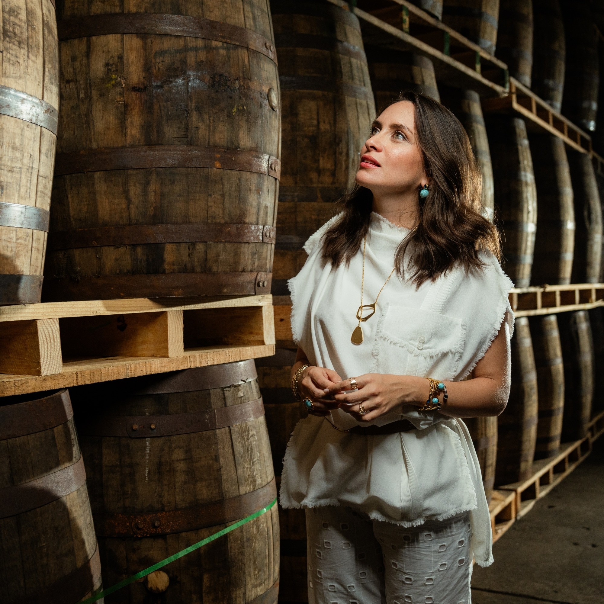 Mónica Varela in the Brugal barrel cellar