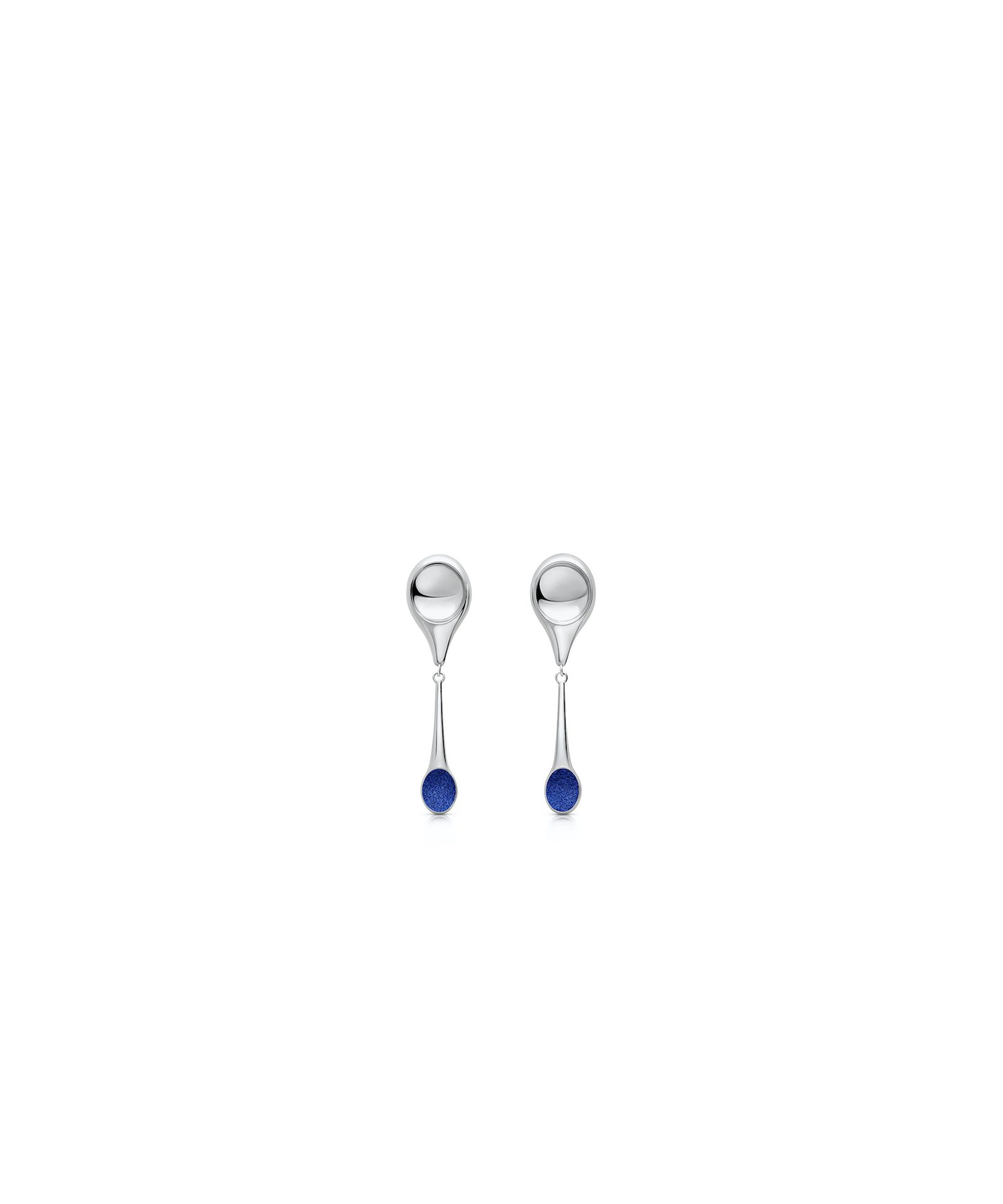 Sterling Silver Stem Earrings with Blue Accents Elegant sterling silver stem earrings featuring modern design with blue drop accents, perfect for stylish accessorizing.