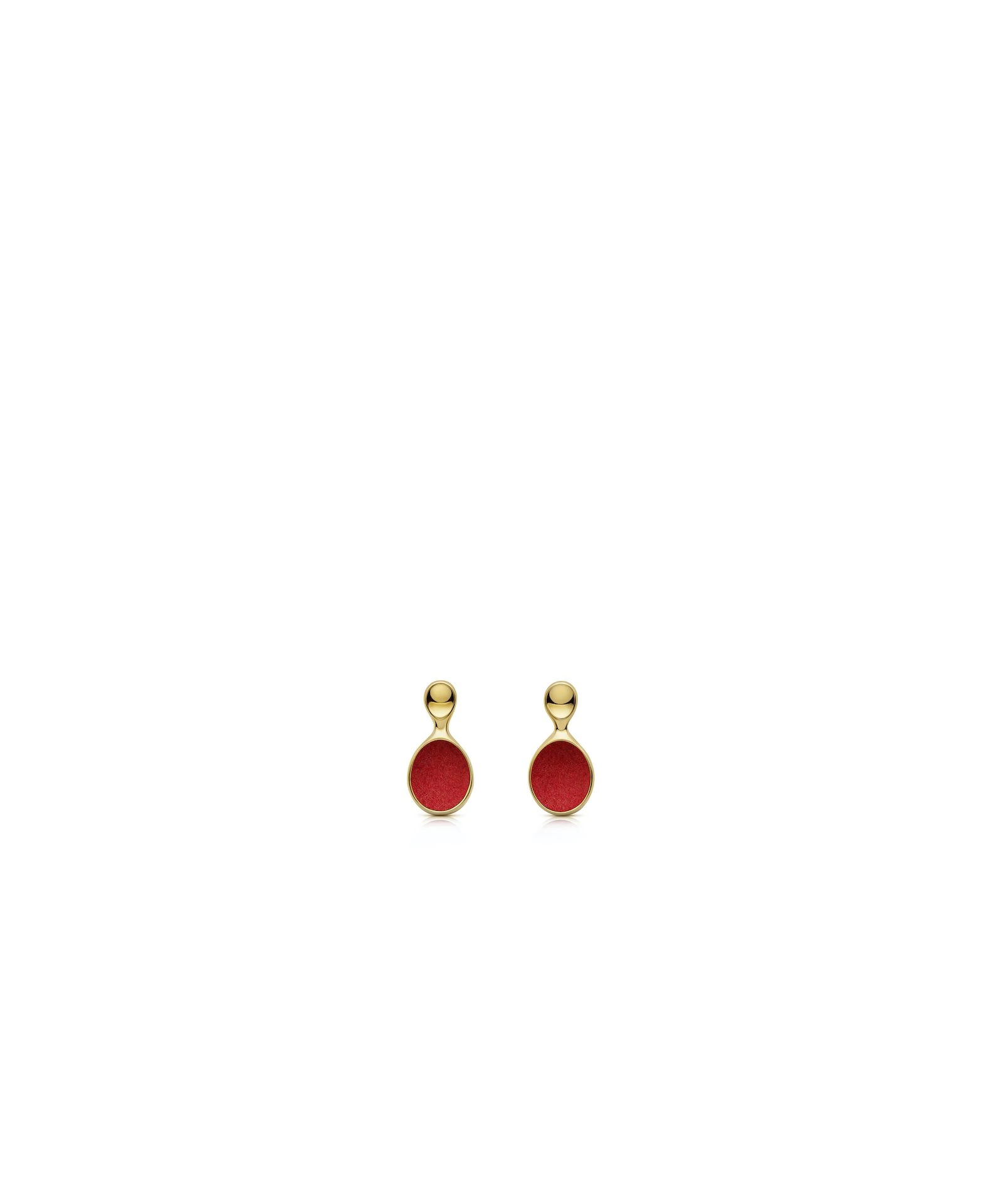 Aretes Bud Elegant gold and red earrings, stylish jewelry accessory for women.