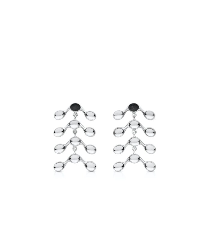 Elegant silver Venule earrings with cascading drop design, perfect for stylish accessories.