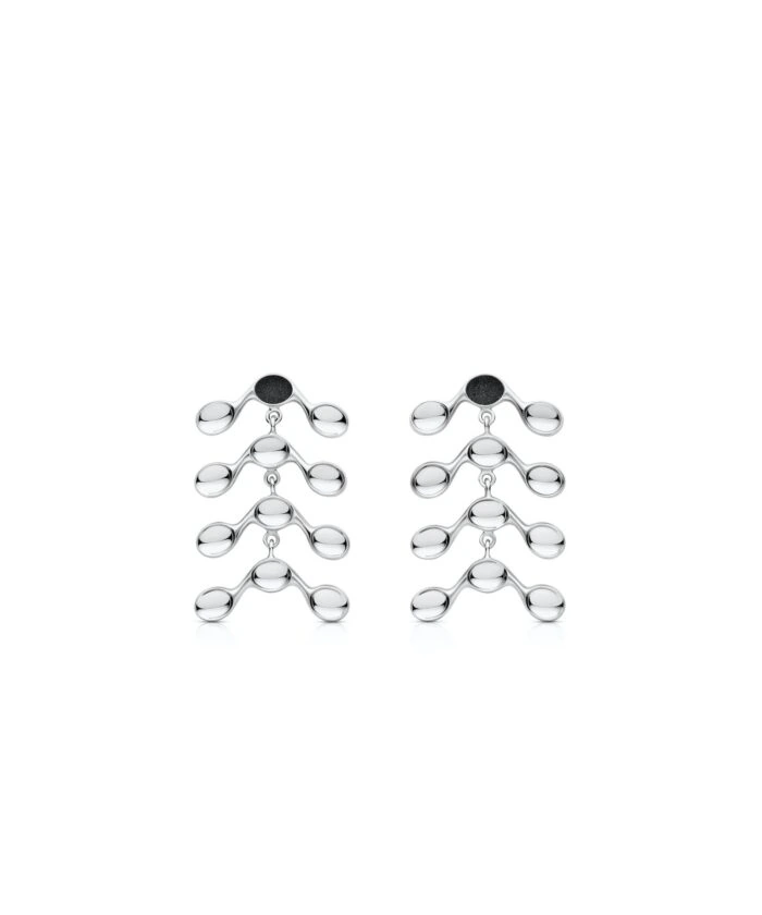 Elegant silver Venule earrings with cascading drop design, perfect for stylish accessories.