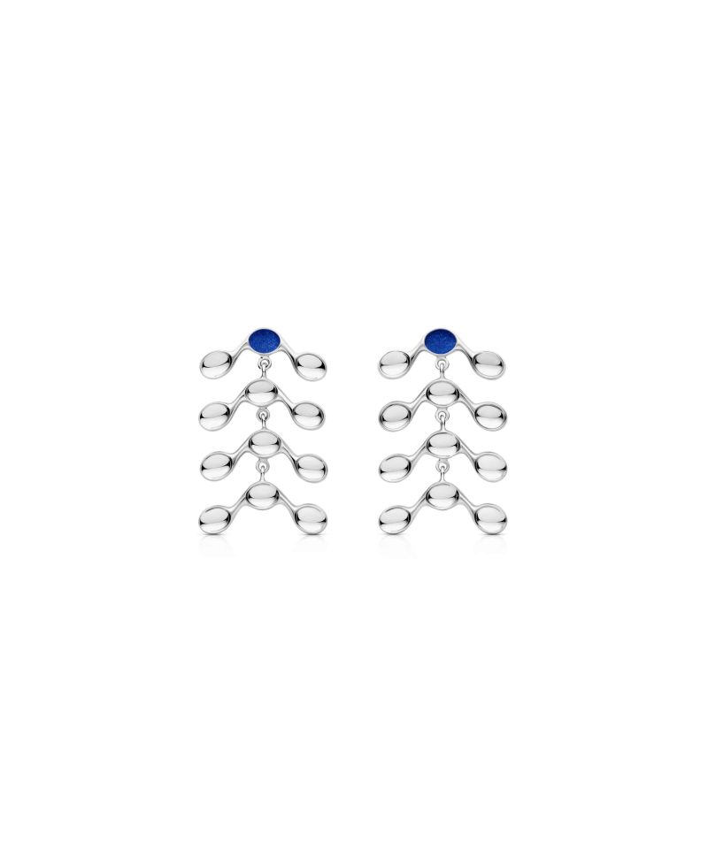 Venule Earrings in 925 sterling silver with platinum plating and blue microfiber
