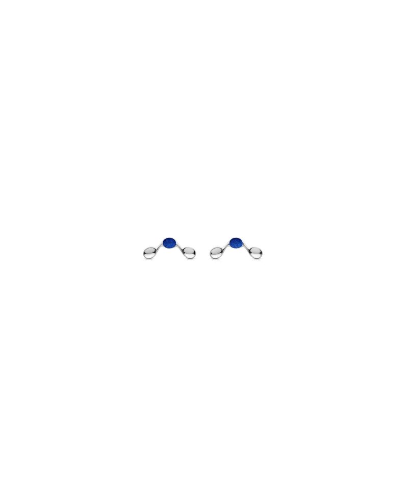 Mini Venule Stud Earrings in 925 sterling silver with platinum plating and blue microfiber
