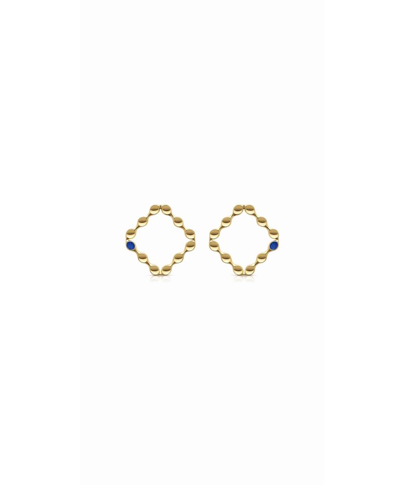 Beuo Margin Uno Earrings in 925 sterling silver with 18k gold plating and blue microfiber