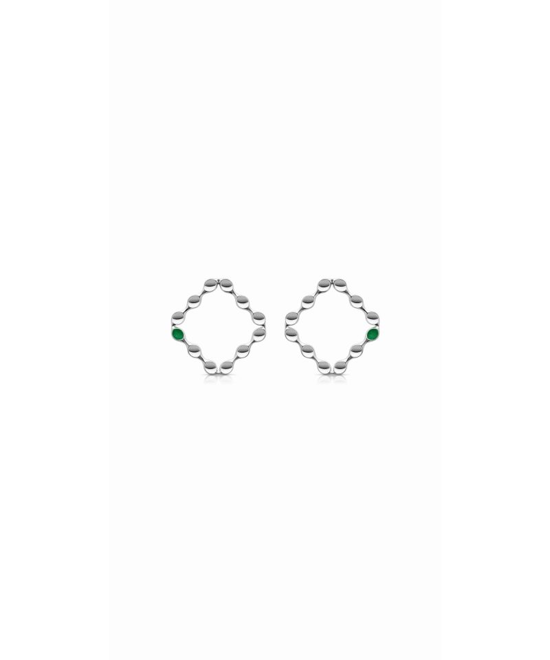 Beuo Margin Uno Earrings in 925 sterling silver with platinum plating and green microfiber