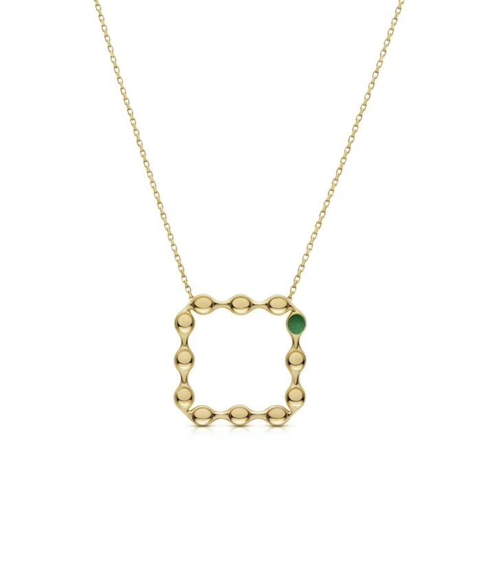 Elegant gold margin pendant necklace with geometric design. Perfect for stylish accessories.