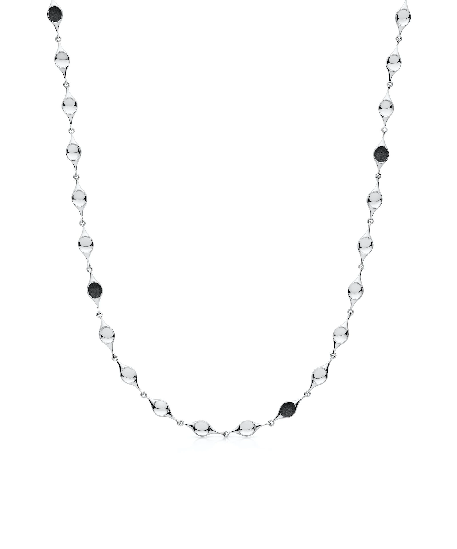 Collar Stem Elegant sterling silver stem necklace with sleek design and black accents for a modern look.