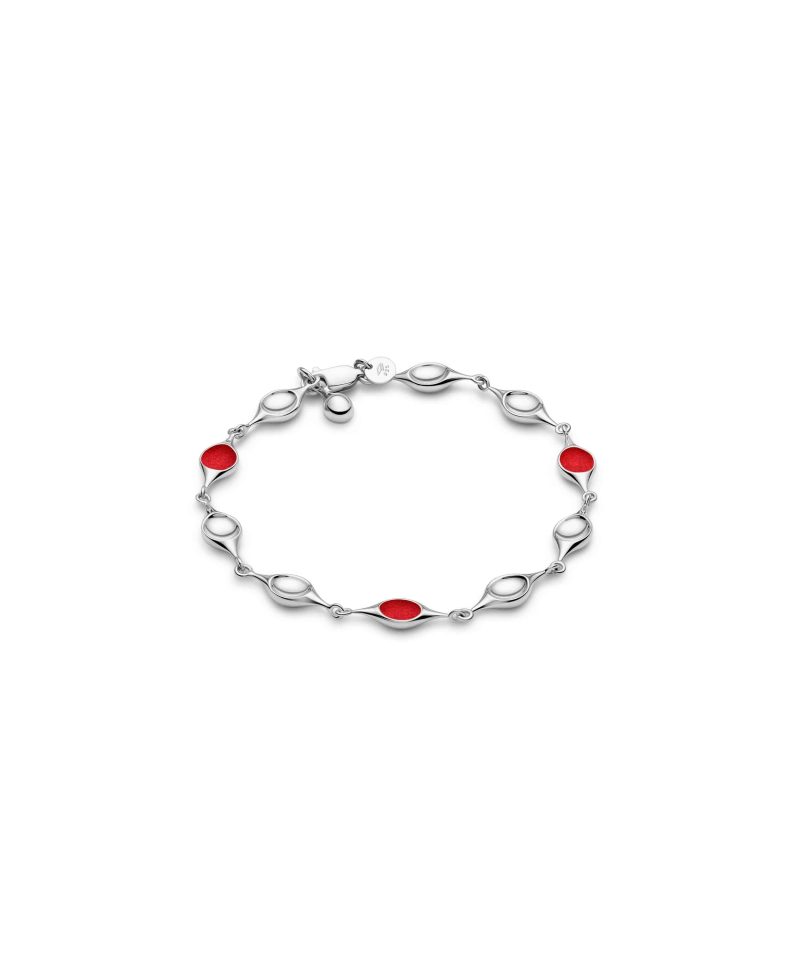 Stem Bracelet in 925 sterling silver with platinum plating and red microfiber