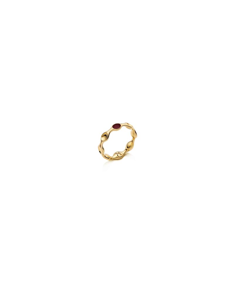 Margin Ring in 925 sterling silver with 18k gold plating and burgundy microfiber