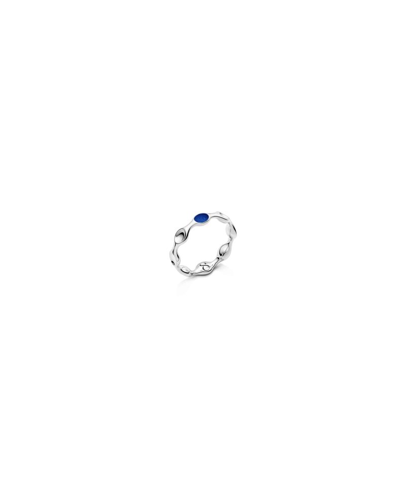 Margin Ring in 925 sterling silver with platinum plating and blue microfiber