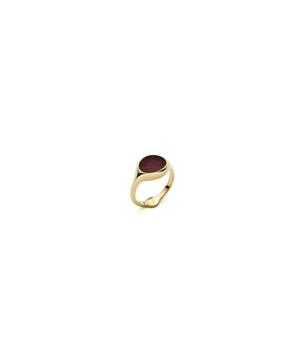 Gold ring featuring a large, round burgundy stone design for a luxurious look. Perfect for adding elegance to any outfit.