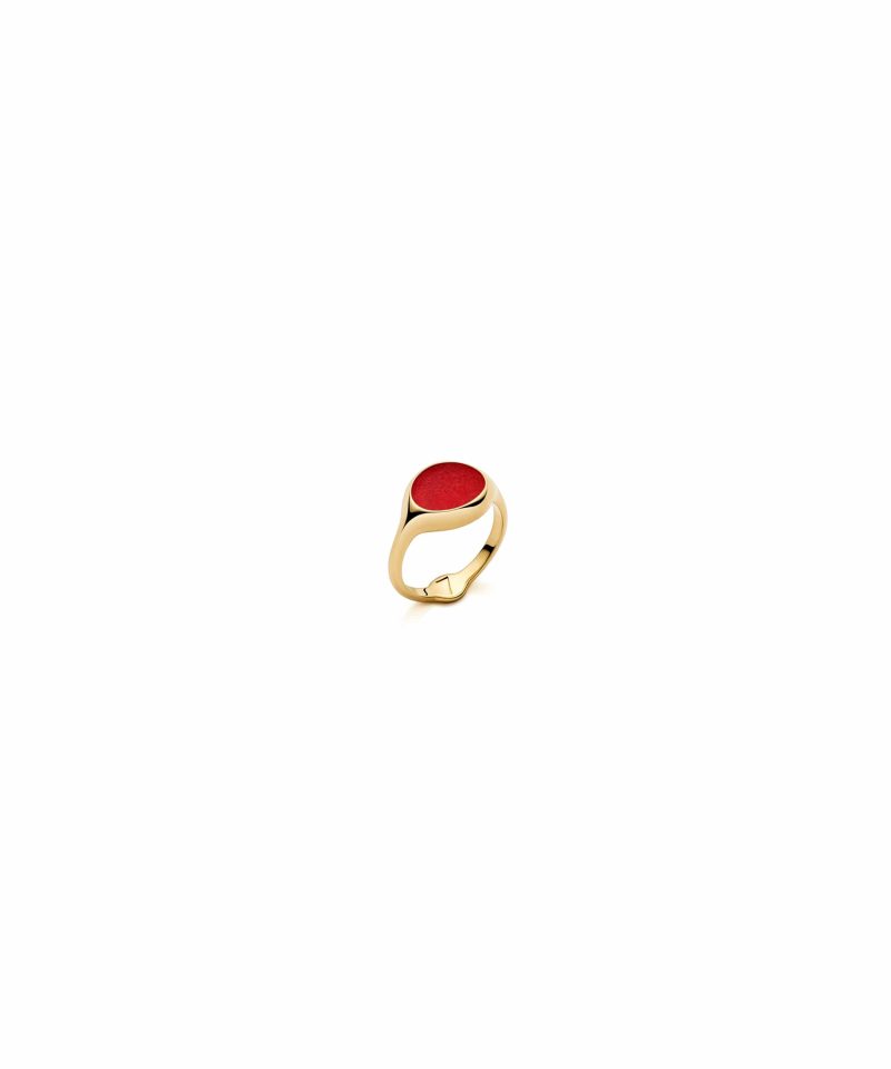 Bud Ring in 925 sterling silver with 18k gold plating and red microfiber