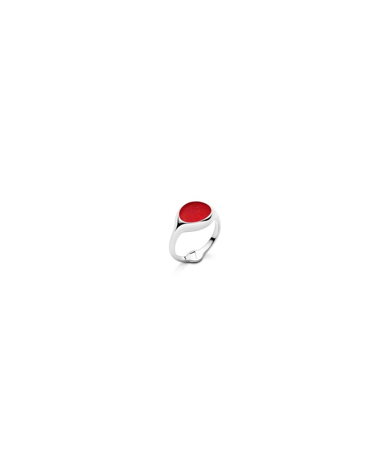 Bud Ring in 925 sterling silver with platinum plating and red microfiber