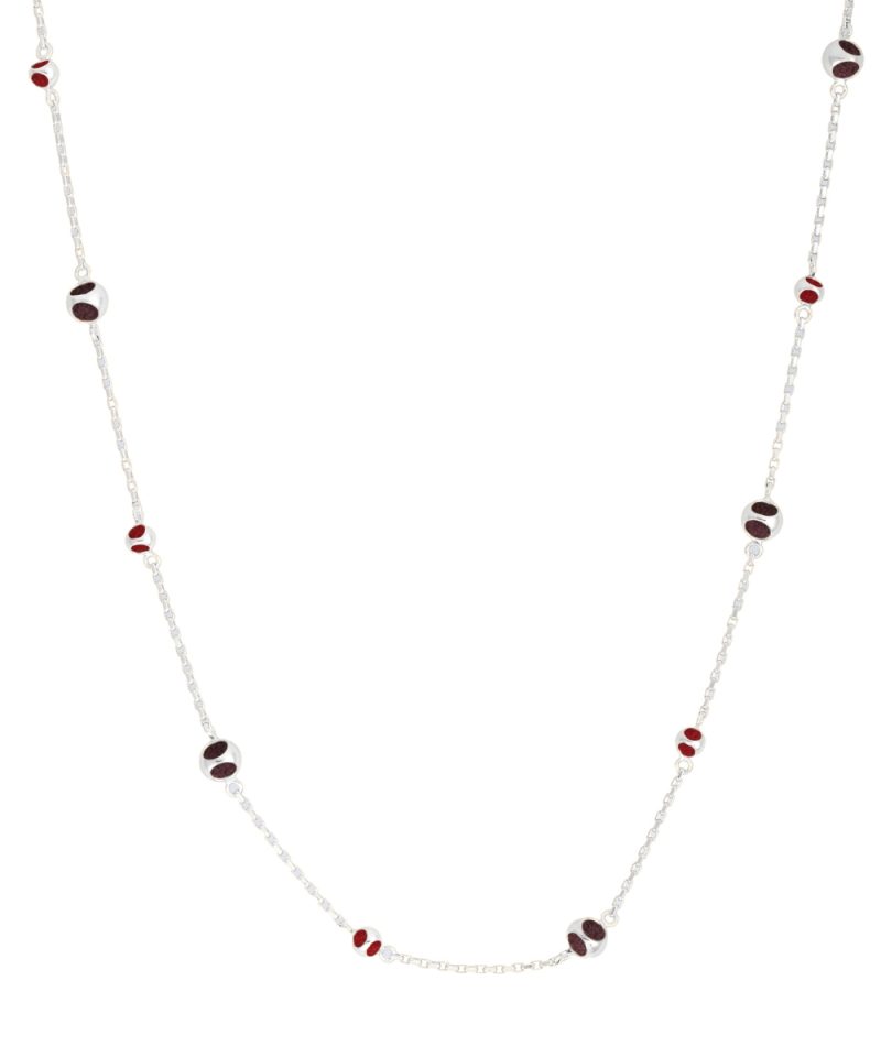 Collar Caurel Mist en plata de ley 925 con baño de platino y acentos Blazing Burgundy y Dote Red