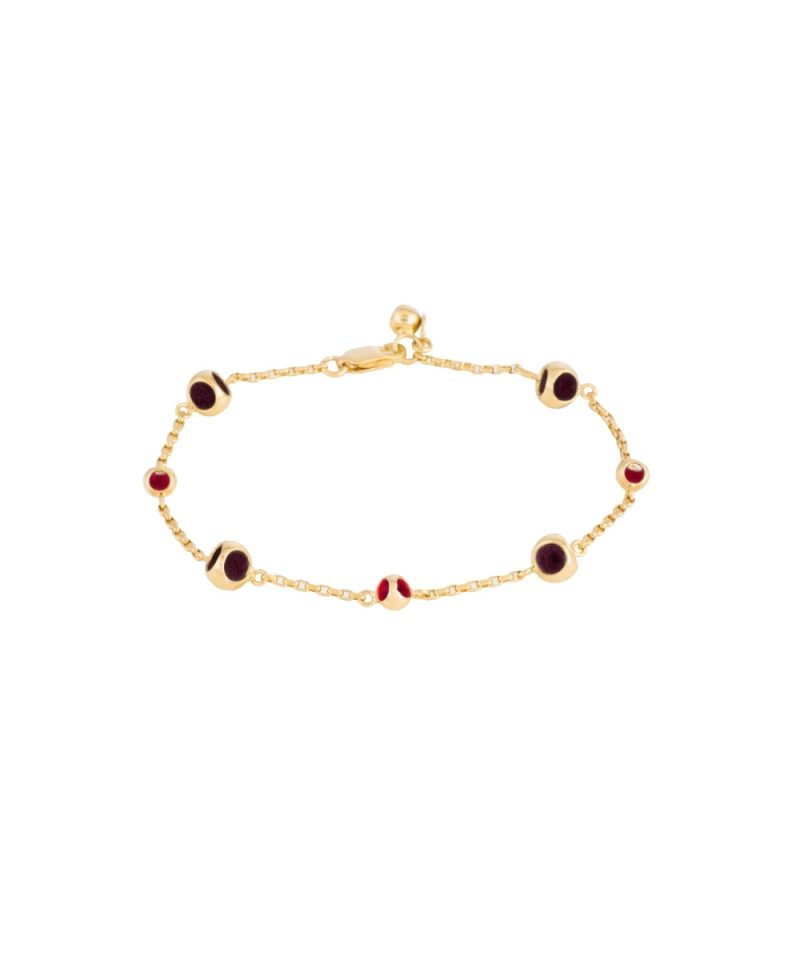 Pulsera Caurel Mist en plata de ley 925 con baño de oro de 18k y acentos Blazing Burgundy y Dote Red