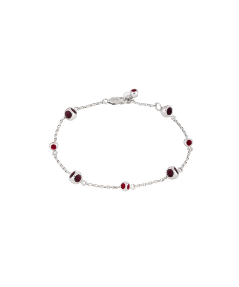 Pulsera Caurel Mist en plata de ley 925 con baño de platino y acentos Blazing Burgundy y Dote Red