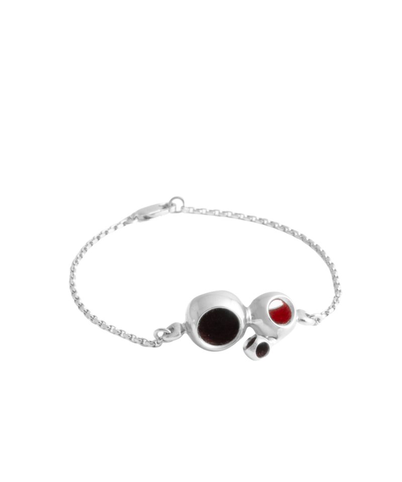Pulsera Caurel Triad en plata de ley 925 con baño de platino y acentos Blazing Burgundy y Dote Red