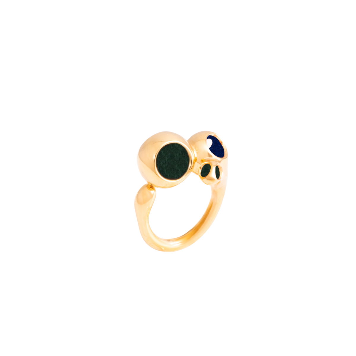 Caurel Triad Ring Elegant gold ring featuring three gemstone accents, perfect for stylish accessories.