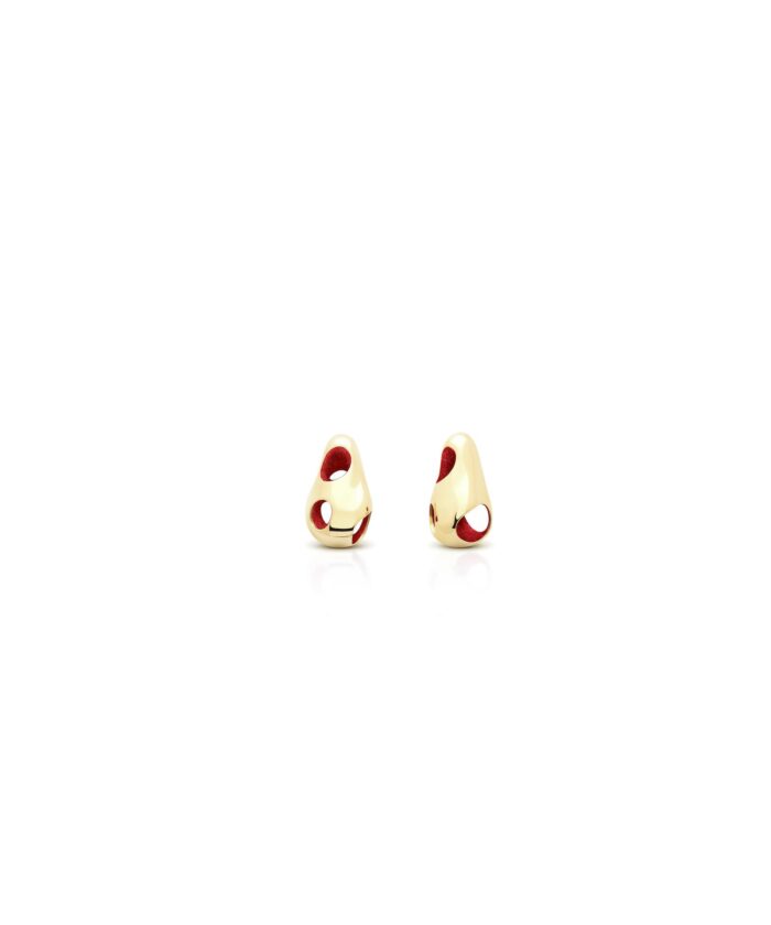 Chic jewelry earrings with gold and red accents for fashion-forward looks.