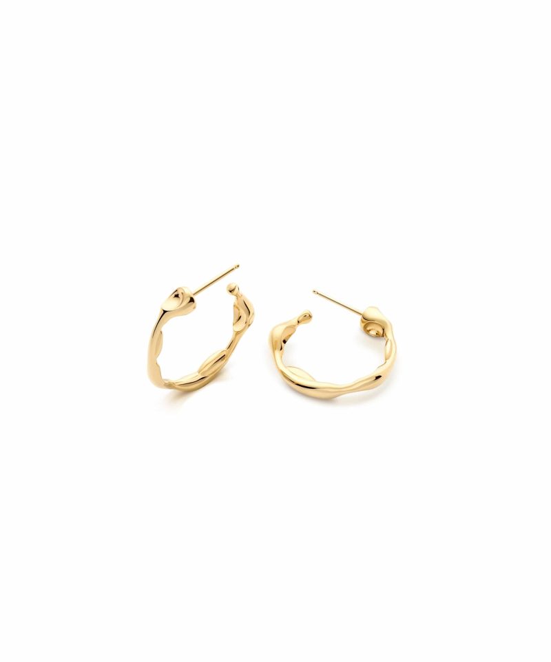 Golden Magnet 3D 1 inch Hoop Earrings in 925 sterling silver with 18k gold plating