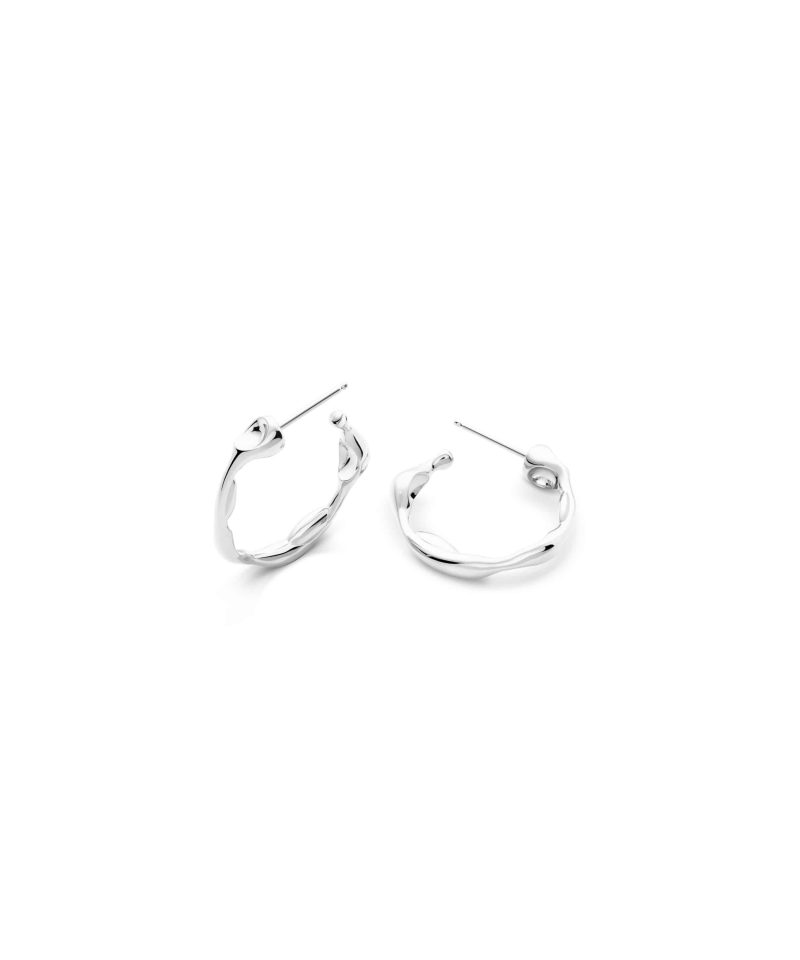 Golden Magnet 3D 1 inch Hoop Earrings in 925 sterling silver with platinum plating