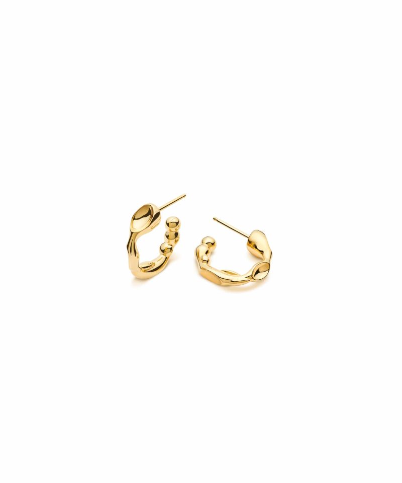 Golden Magnet 3D Mini Hoop Earrings in 925 sterling silver with 18k gold plating