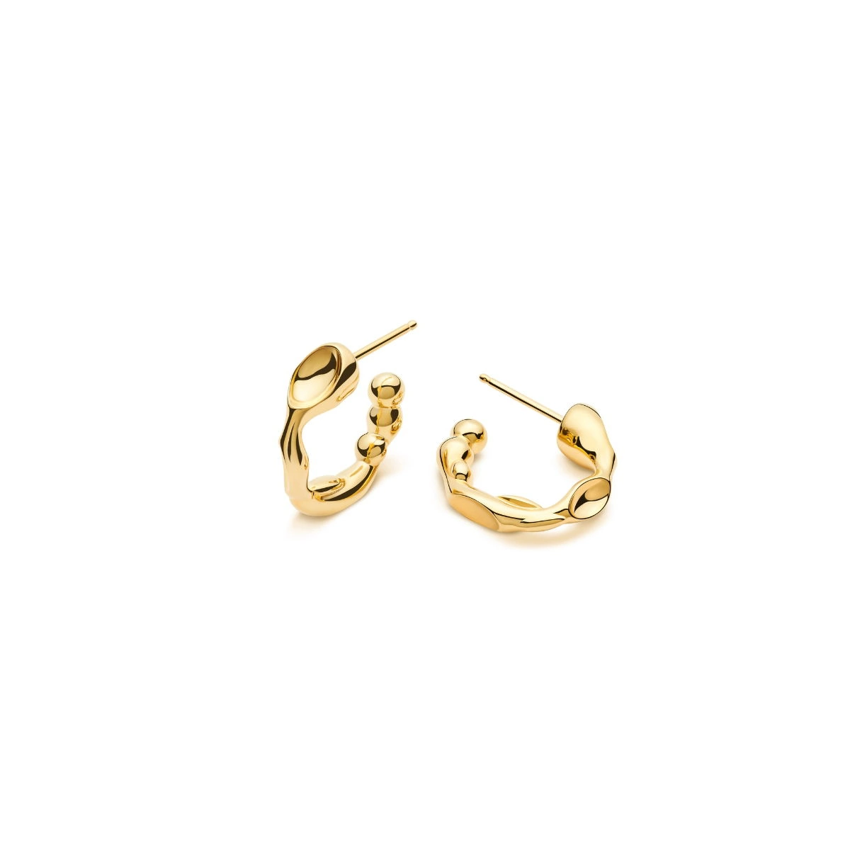 Elegant Gold Earrings with Unique Design Gold statement earrings with a polished, modern aesthetic and organic curves. Perfect for stylish jewelry accessories.