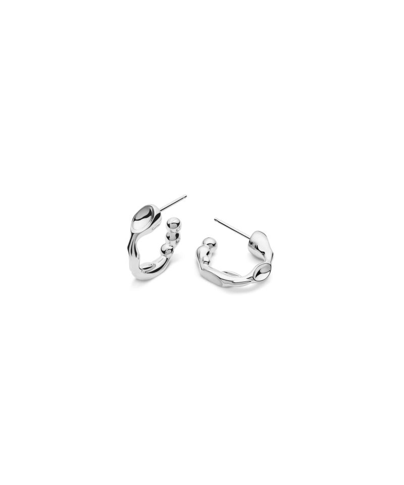 Golden Magnet 3D Mini Hoop Earrings in 925 sterling silver with platinum plating