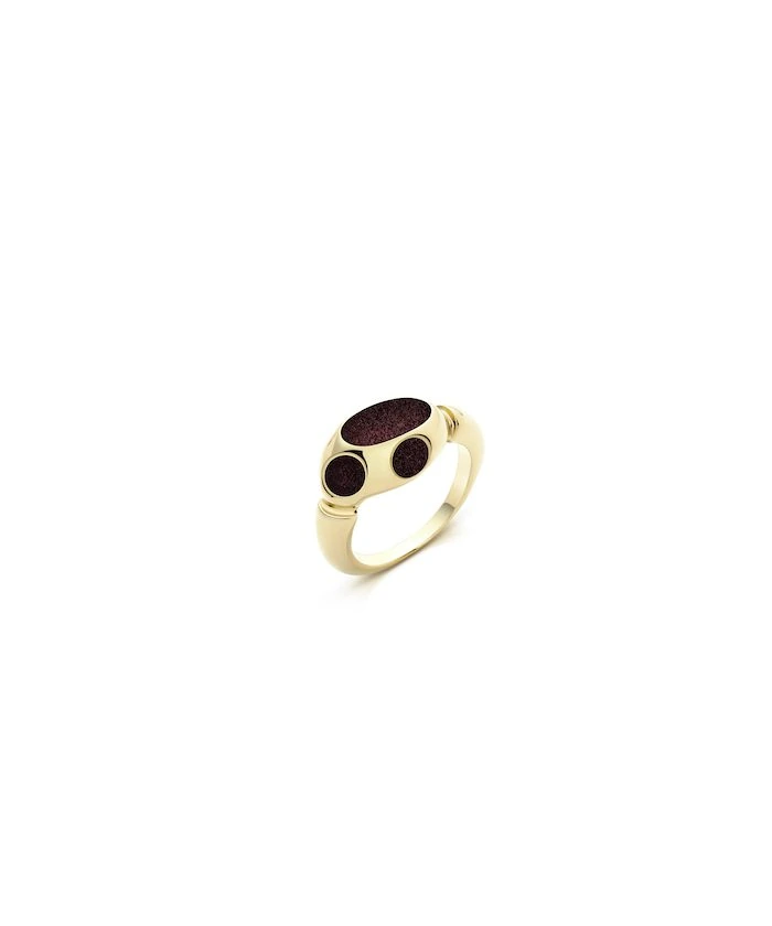 Elegant gold magnet ring with black magnetic accents for stylish jewelry lovers.