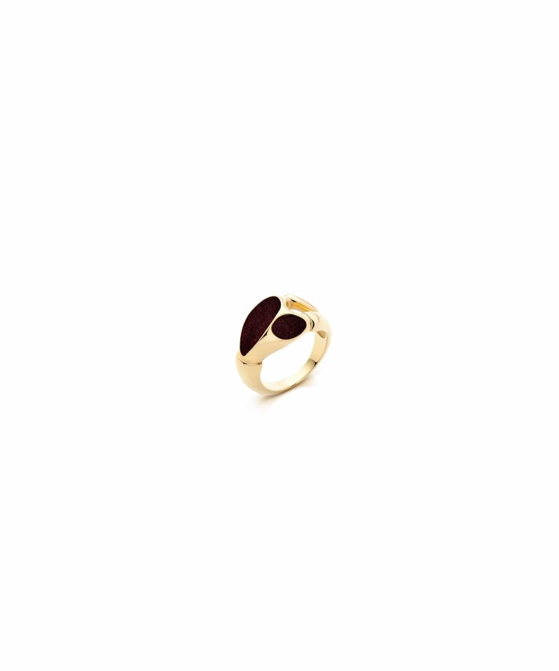 Maxi Magnet Ring in 925 sterling silver with 18k gold plating and burgundy microfiber