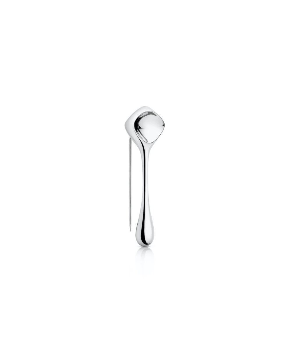 Sleek silver spoon with modern design, minimalist style.