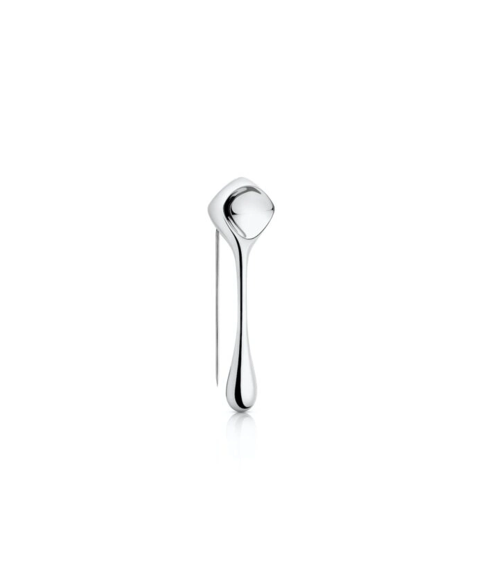 Sleek silver spoon with modern design, minimalist style.