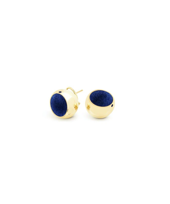 Sterling Silver & 18k Gold Earrings, Electric Blue.