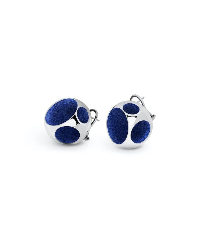 Elegant sterling silver and platinum microne plating earrings with electric blue combines for a modern jewelry look. Perfect for stylish outfits.